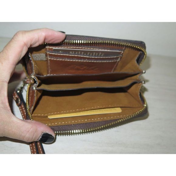 Patricia Nash S1470618 Riot Rust Ragusa Signature Map Leather Wristlet Wallet - Picture 6 of 10